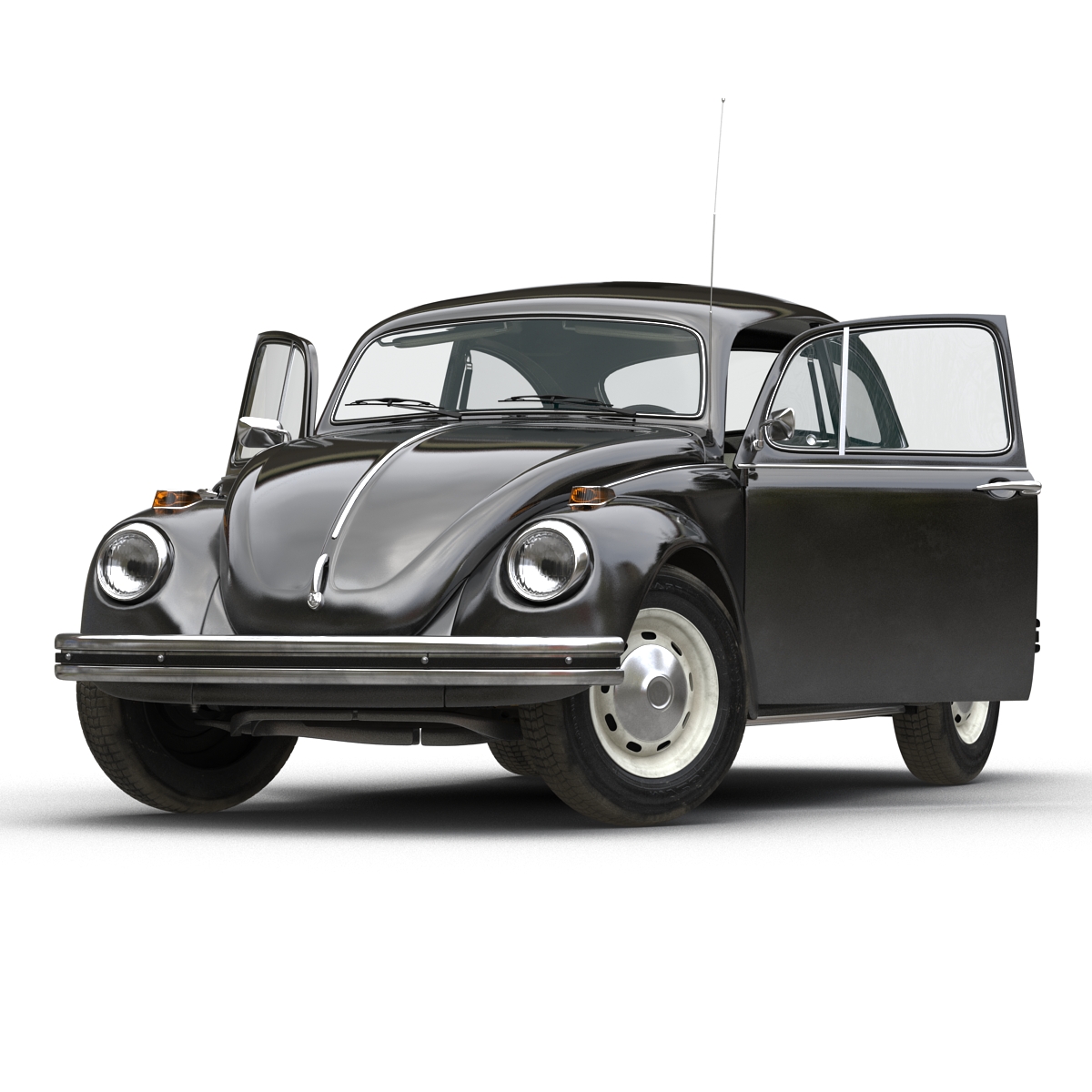 3D model Volkswagen Beetle 1966 Rigged Black