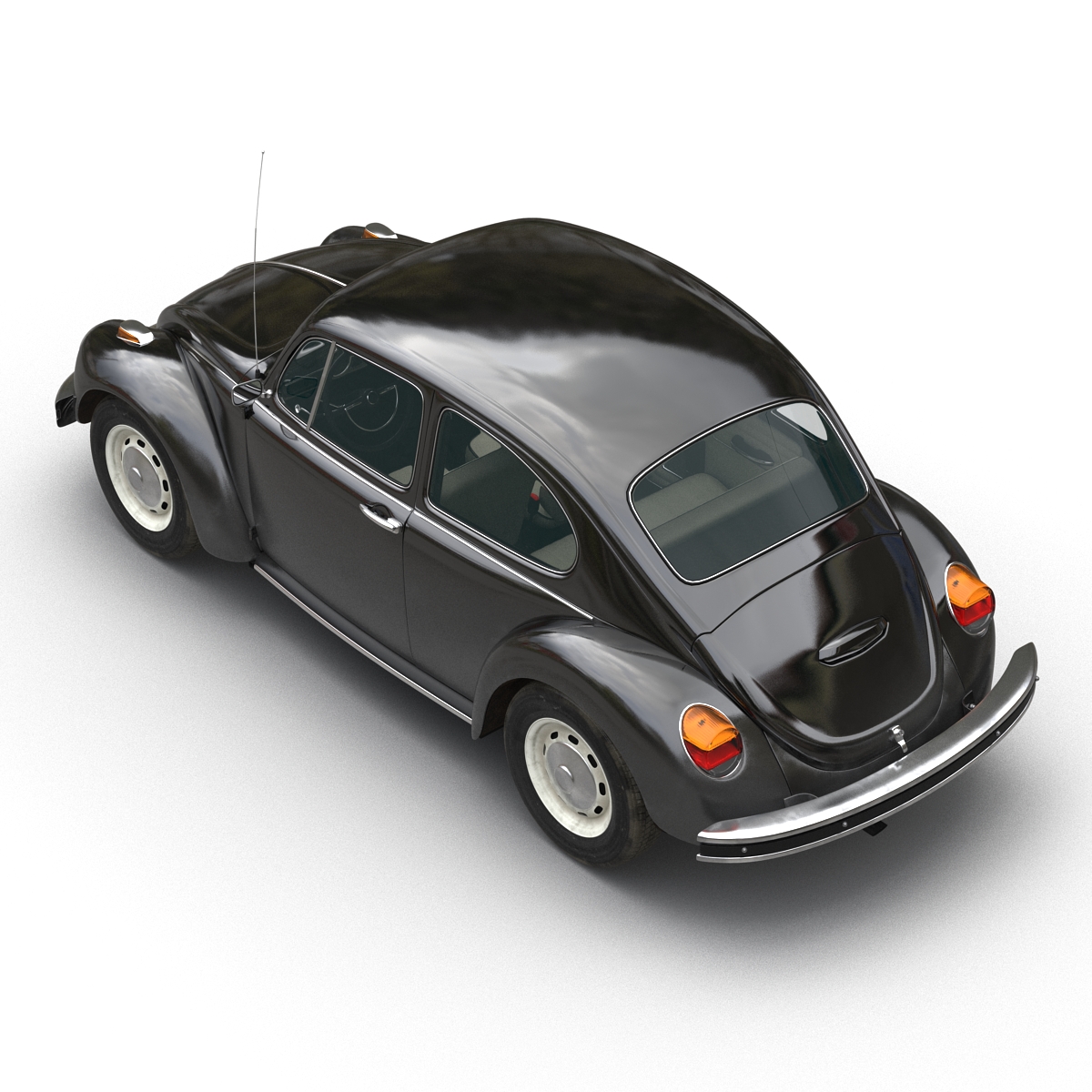 3D model Volkswagen Beetle 1966 Rigged Black