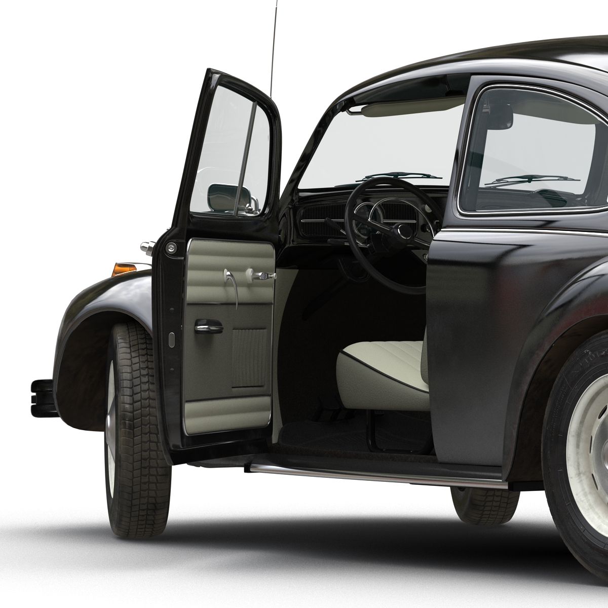 3D model Volkswagen Beetle 1966 Rigged Black