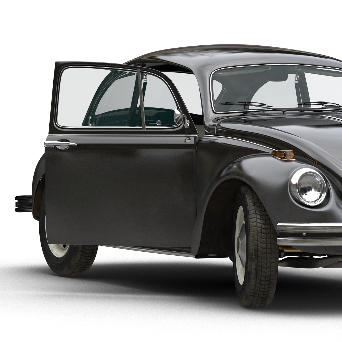 3D model Volkswagen Beetle 1966 Rigged Black