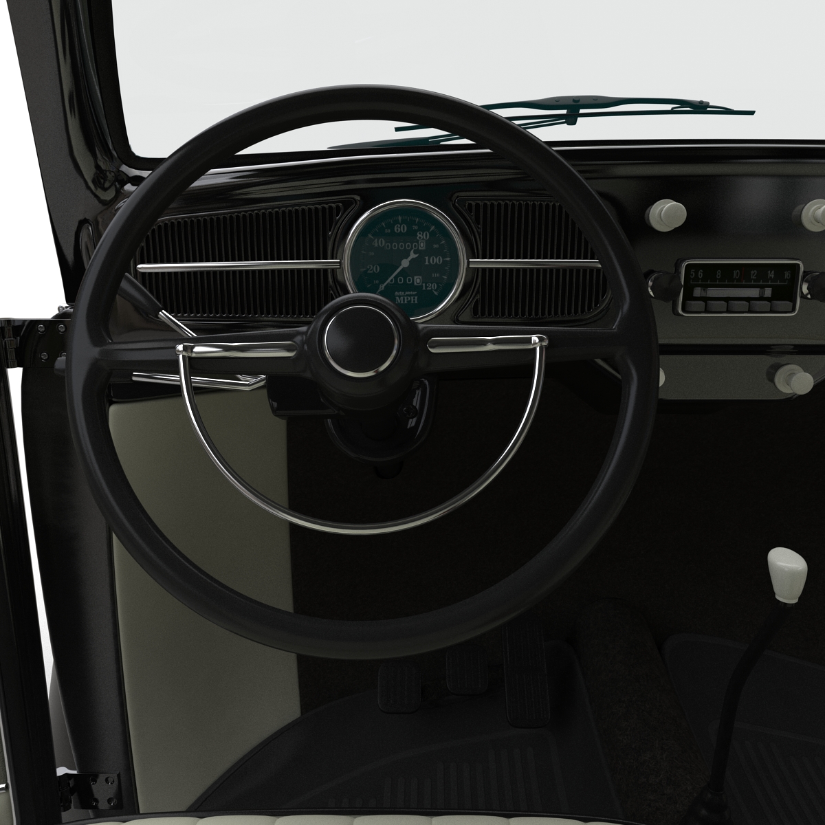 3D model Volkswagen Beetle 1966 Rigged Black