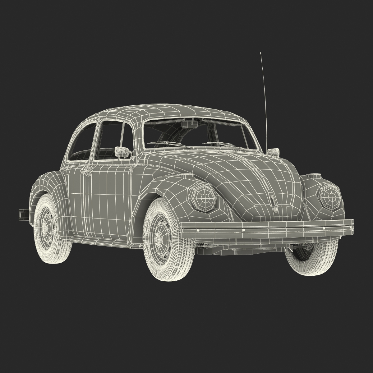 3D model Volkswagen Beetle 1966 Rigged Black