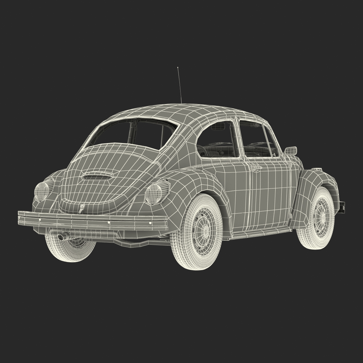 3D model Volkswagen Beetle 1966 Rigged Black