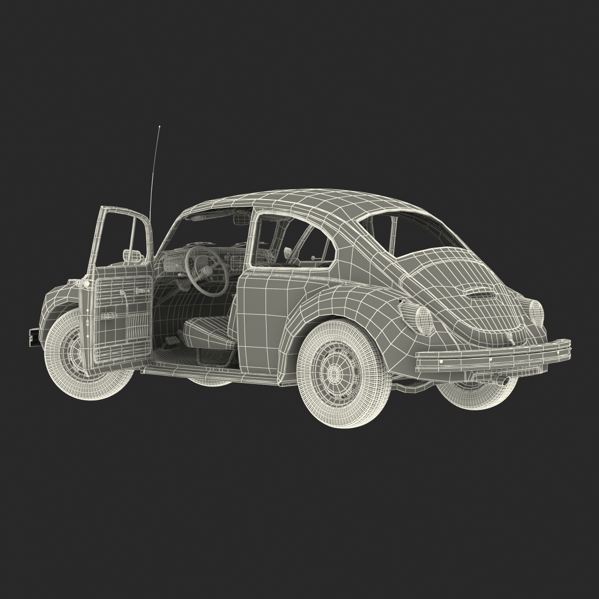 3D model Volkswagen Beetle 1966 Rigged Black