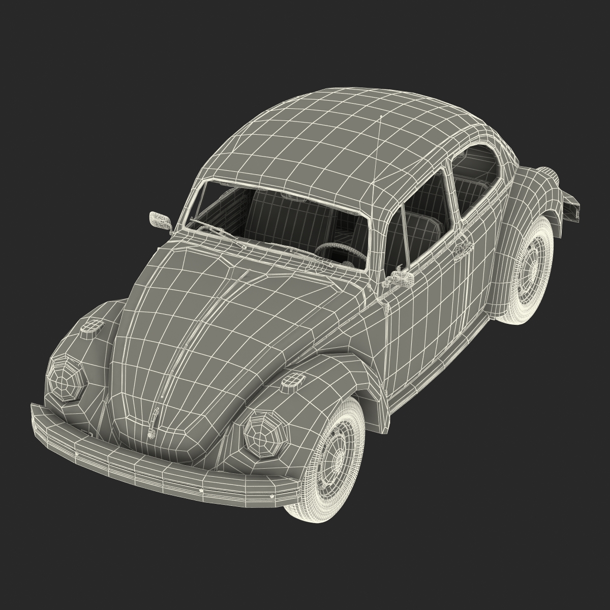 3D model Volkswagen Beetle 1966 Rigged Black