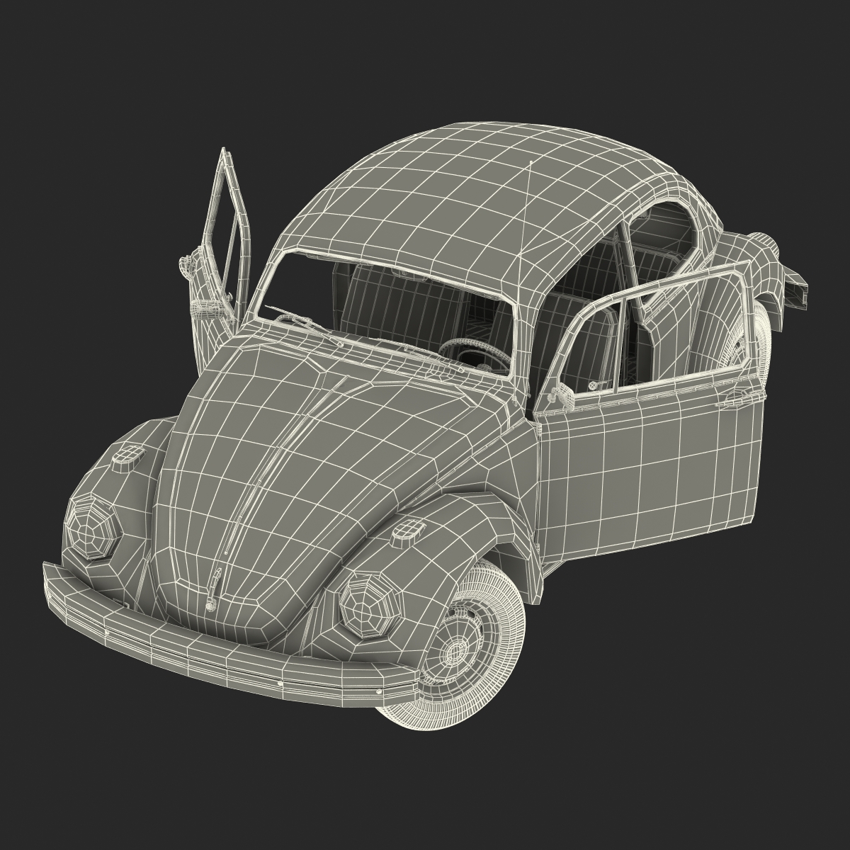 3D model Volkswagen Beetle 1966 Rigged Black