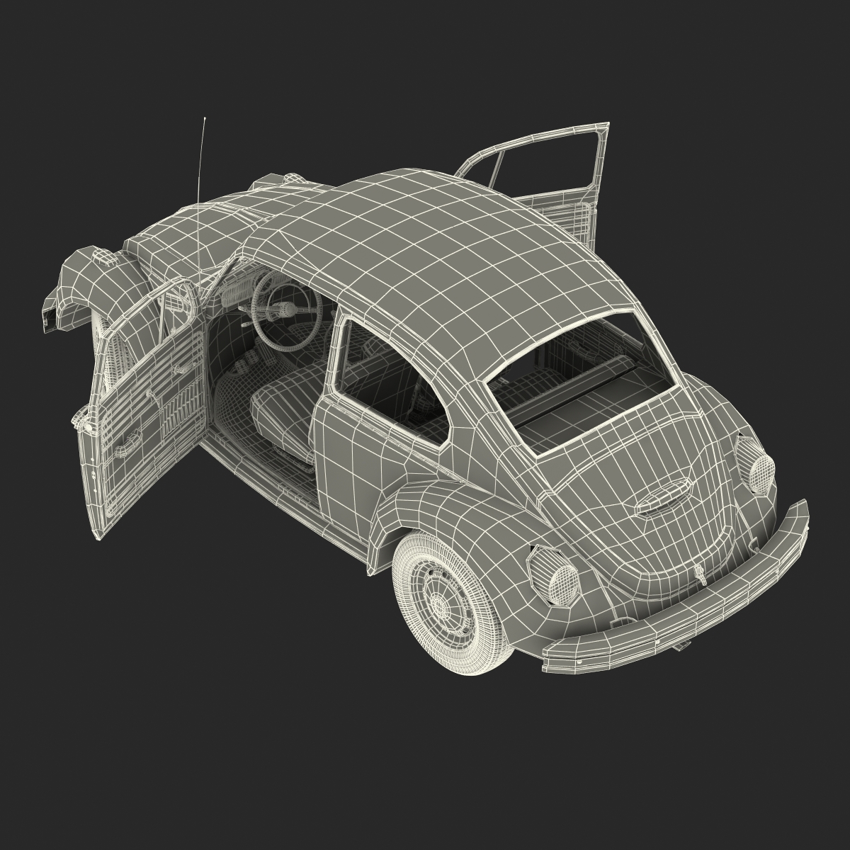 3D model Volkswagen Beetle 1966 Rigged Black