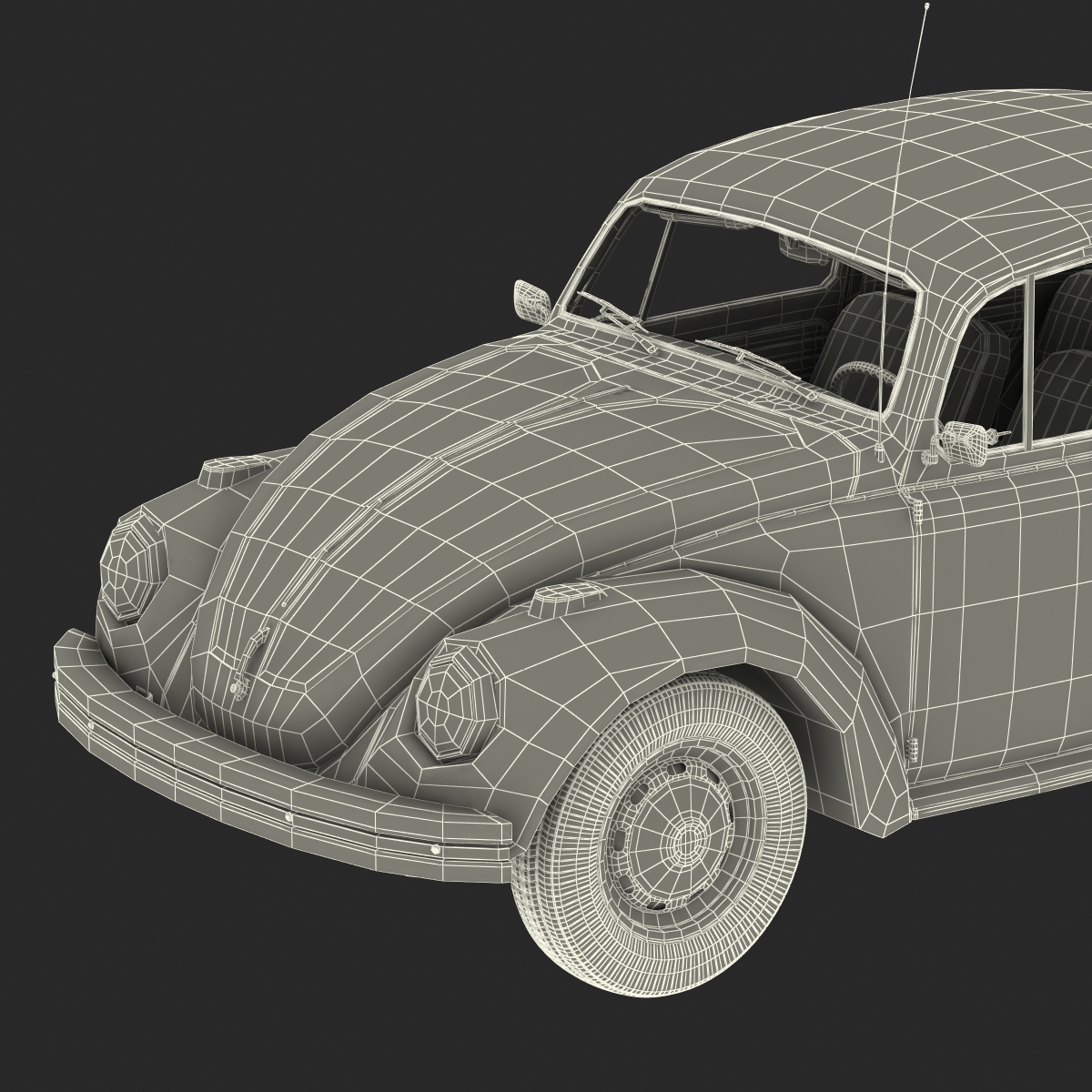 3D model Volkswagen Beetle 1966 Rigged Black