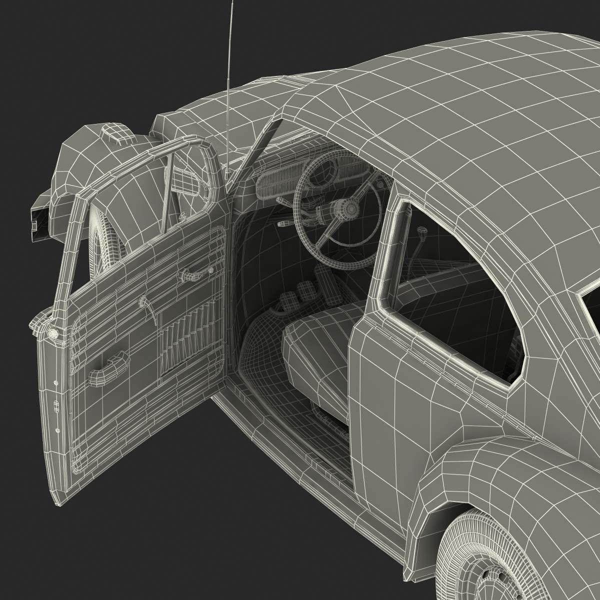 3D model Volkswagen Beetle 1966 Rigged Black