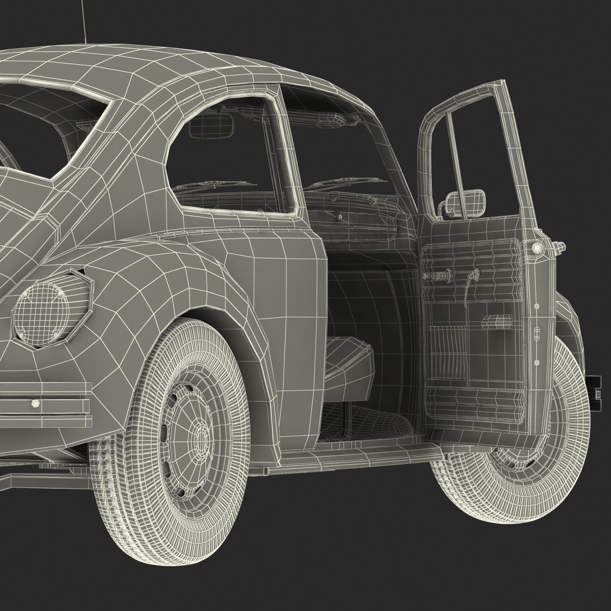 3D model Volkswagen Beetle 1966 Rigged Black