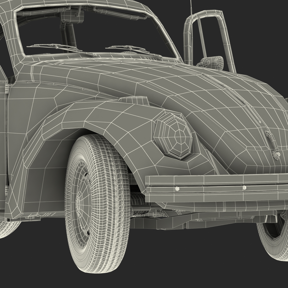 3D model Volkswagen Beetle 1966 Rigged Black