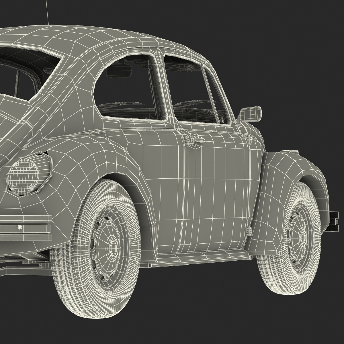 3D Volkswagen Beetle 1966 Black model