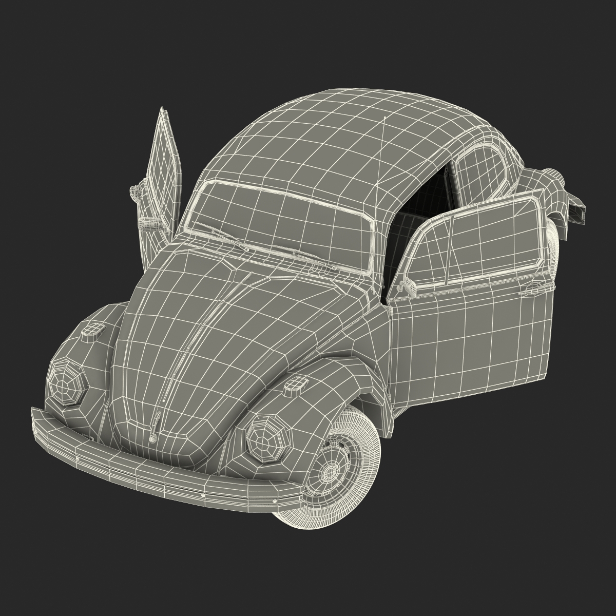 Volkswagen Beetle 1966 Simple Interior Black 3D model