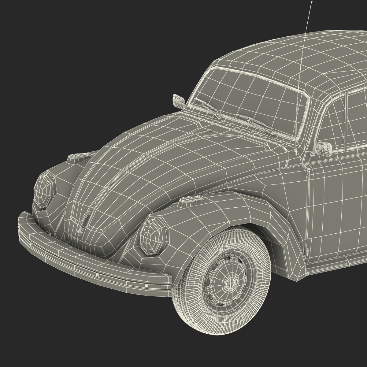 Volkswagen Beetle 1966 Simple Interior Black 3D model