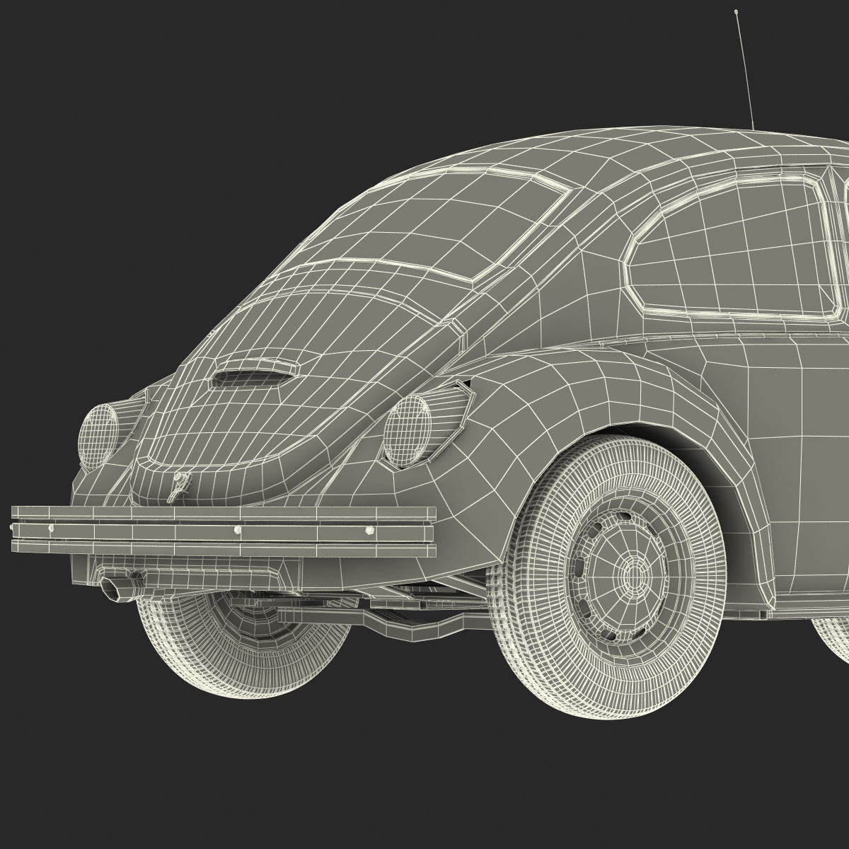 Volkswagen Beetle 1966 Simple Interior Black 3D model