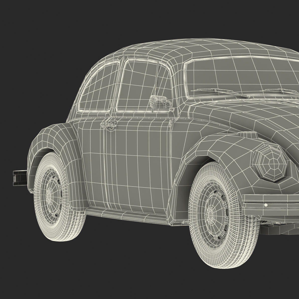 Volkswagen Beetle 1966 Simple Interior Black 3D model