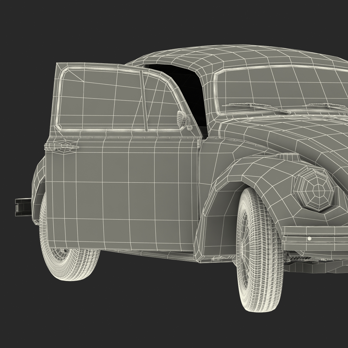 Volkswagen Beetle 1966 Simple Interior Black 3D model