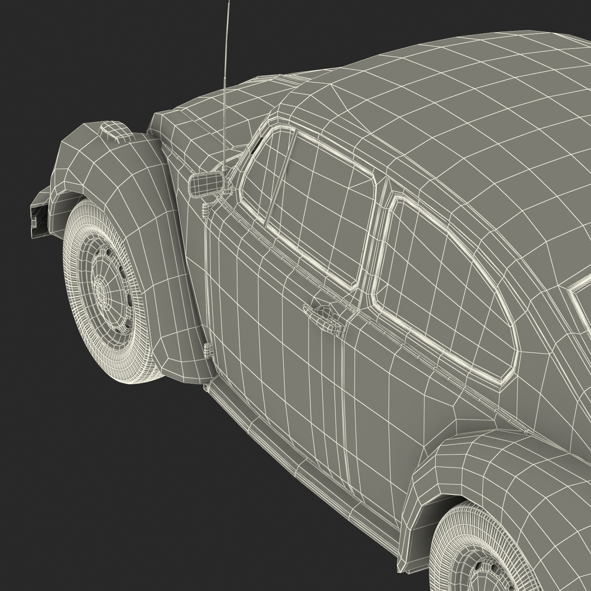 Volkswagen Beetle 1966 Simple Interior Black 3D model