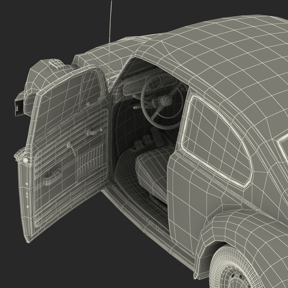 Volkswagen Beetle 1966 Simple Interior Black 3D model