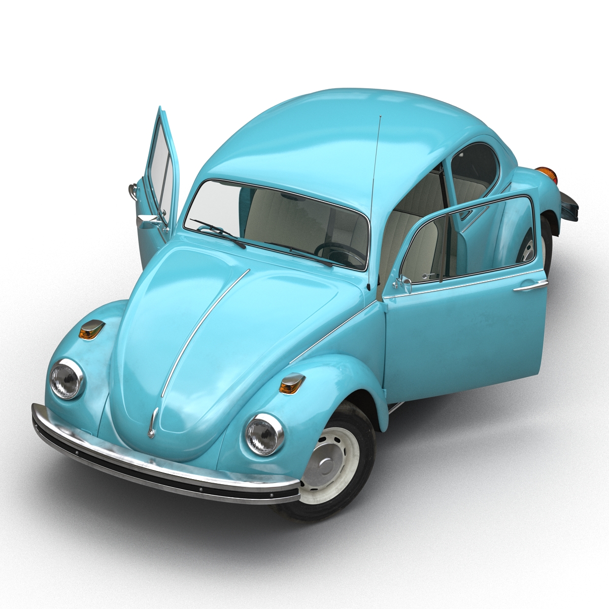 Volkswagen Beetle 1966 Rigged Blue 3D model