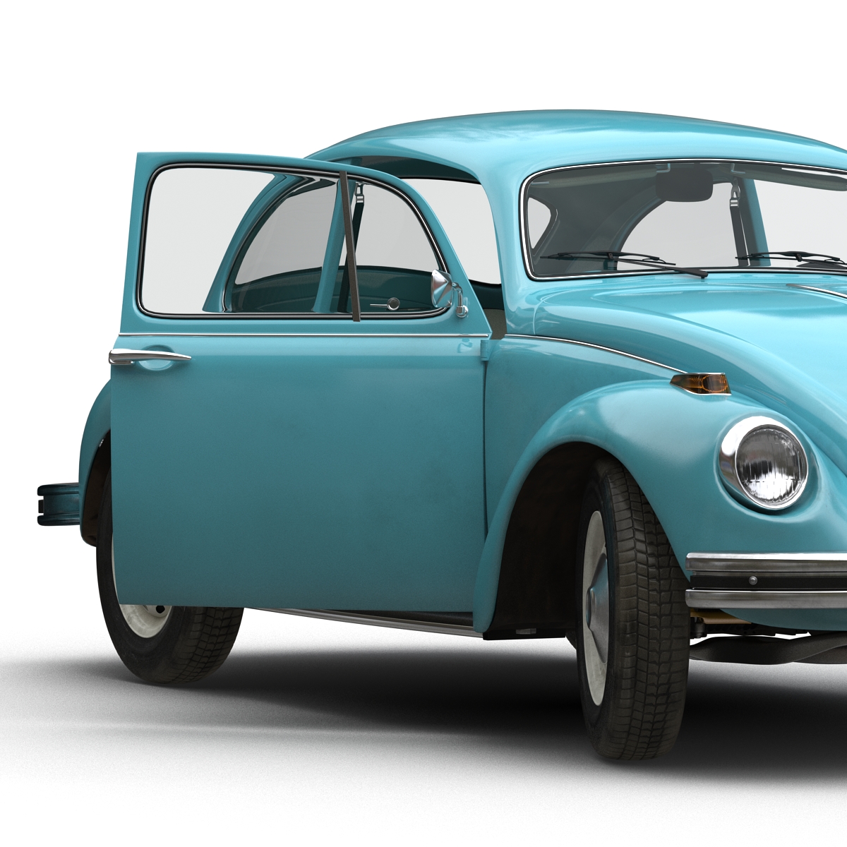 Volkswagen Beetle 1966 Rigged Blue 3D model