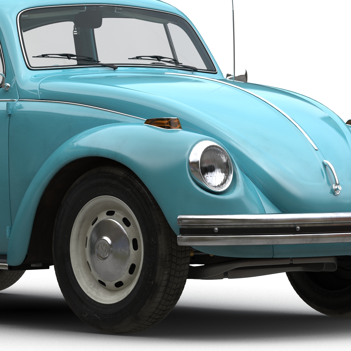 Volkswagen Beetle 1966 Rigged Blue 3D model