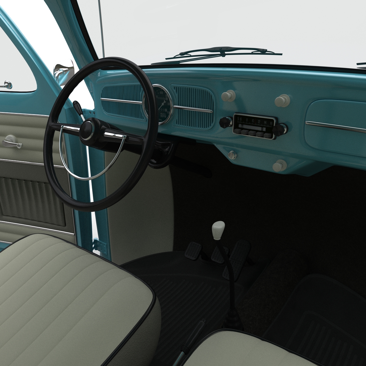 Volkswagen Beetle 1966 Rigged Blue 3D model