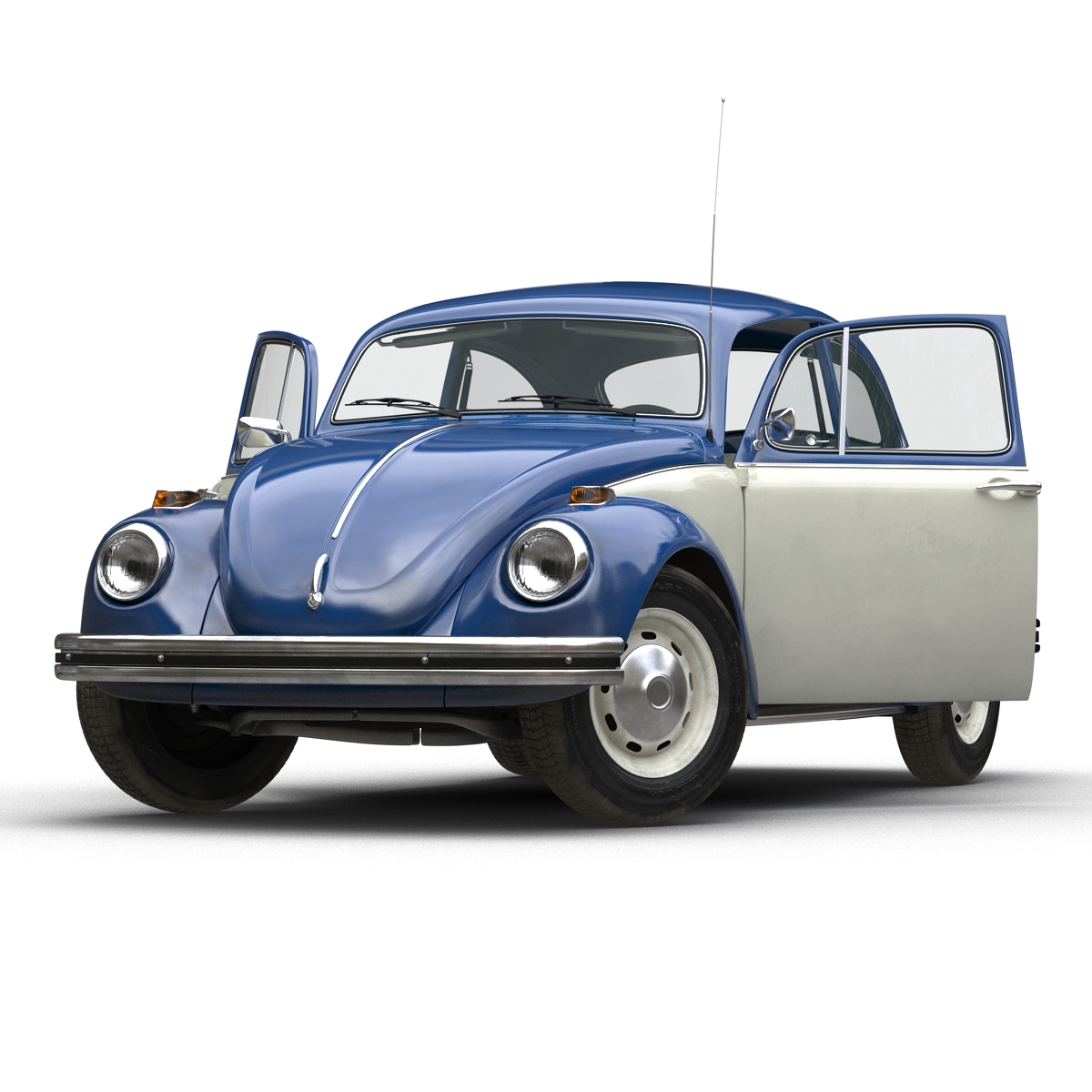 3D Volkswagen Beetle 1966 Rigged Blue 2