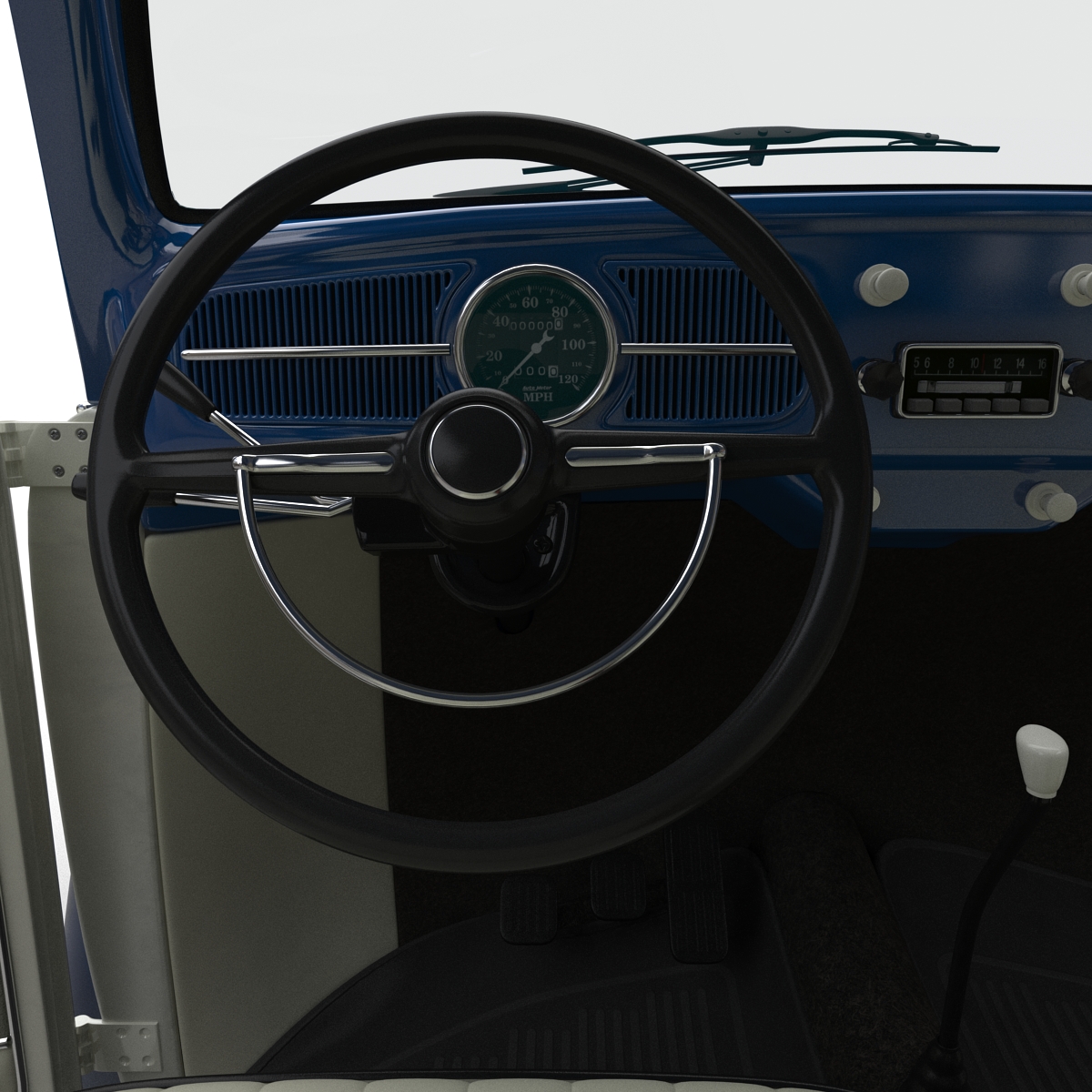 3D Volkswagen Beetle 1966 Rigged Blue 2