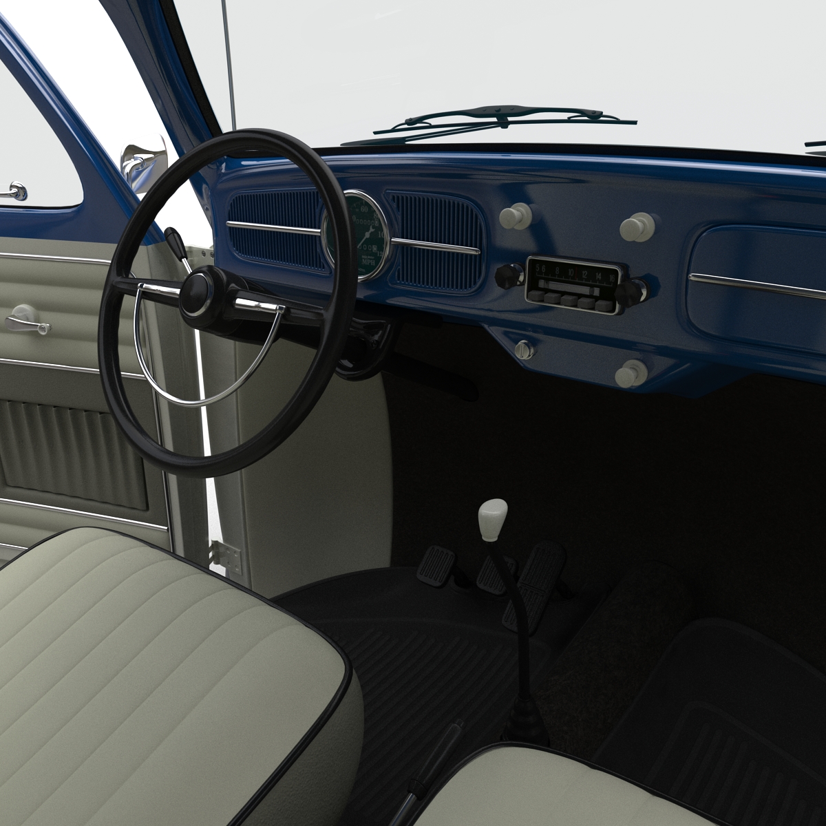 3D Volkswagen Beetle 1966 Rigged Blue 2