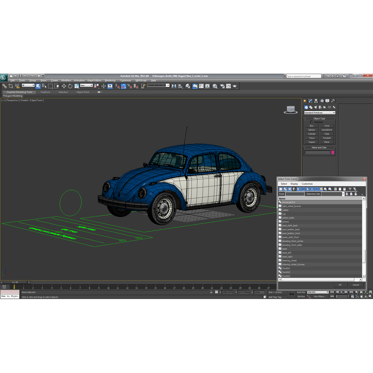 3D Volkswagen Beetle 1966 Rigged Blue 2