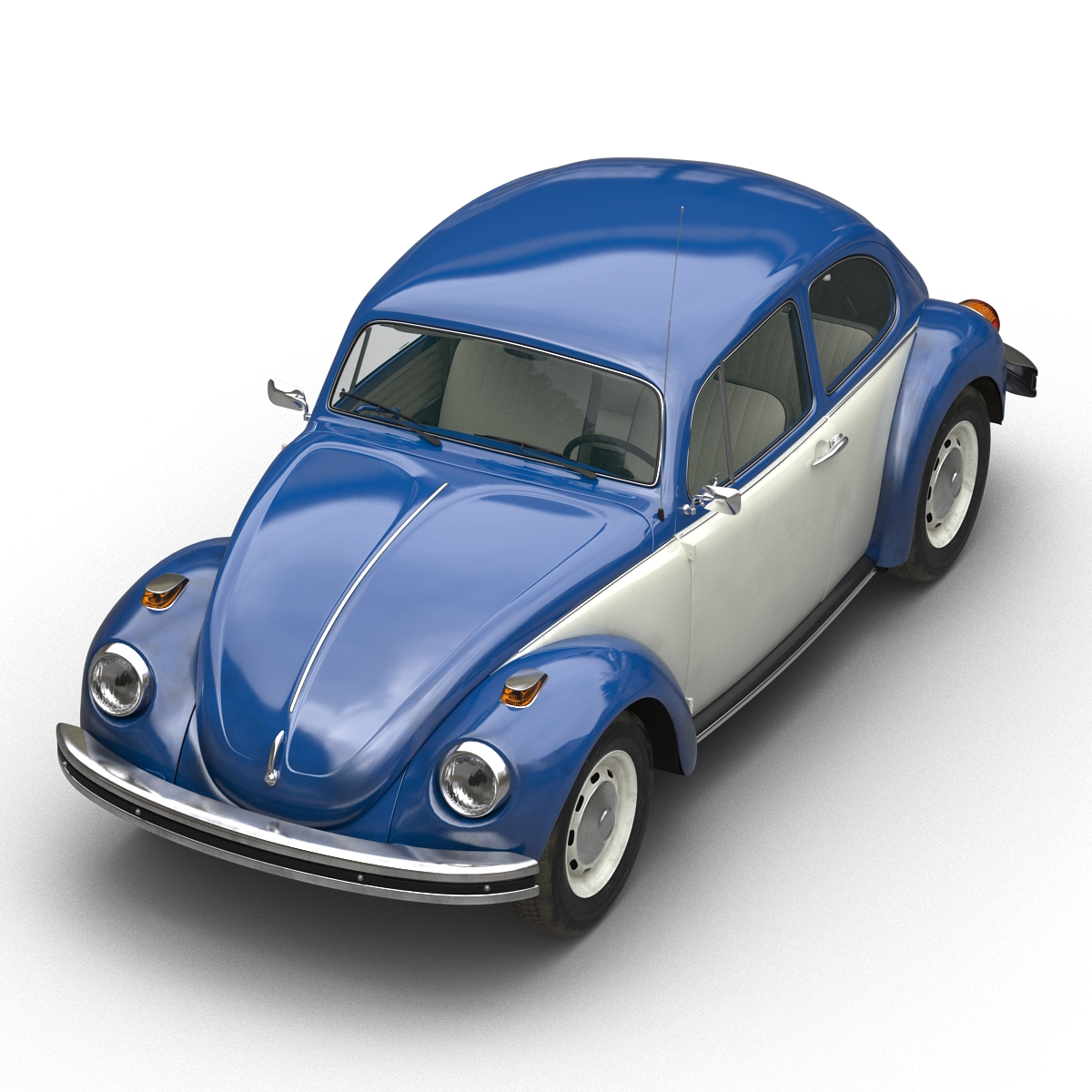 3D model Volkswagen Beetle 1966 Simple Interior Blue 2