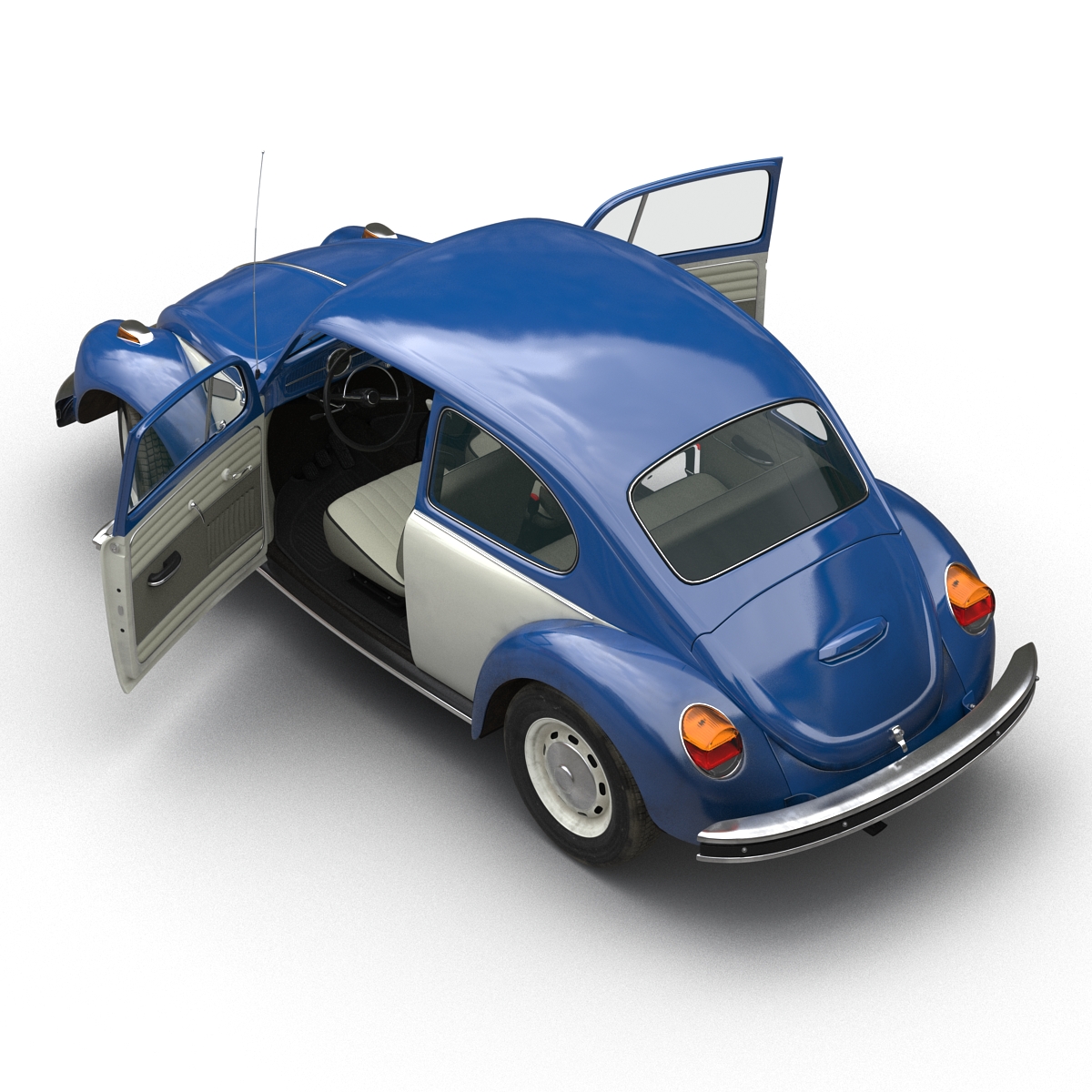 3D model Volkswagen Beetle 1966 Simple Interior Blue 2