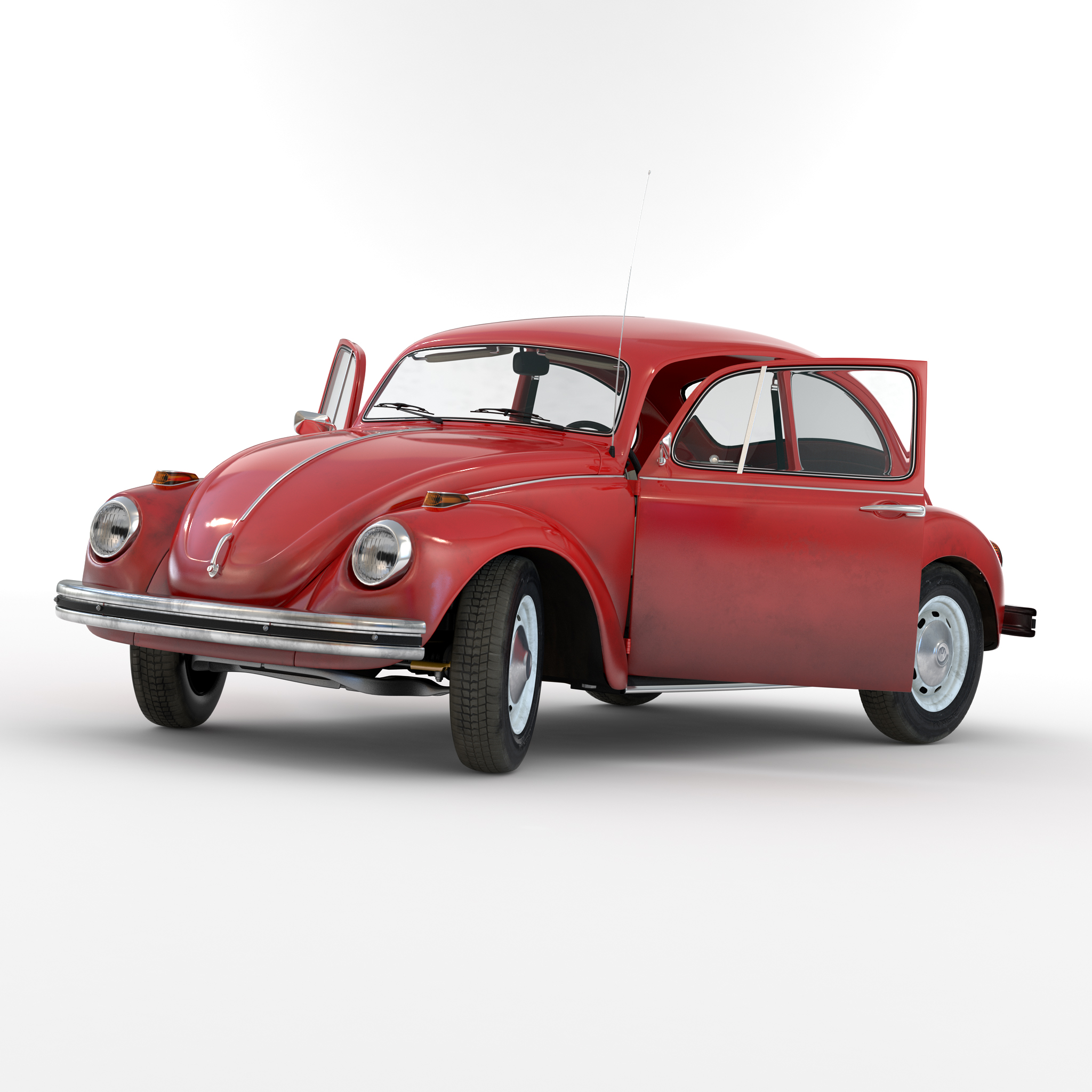 3D Volkswagen Beetle 1966 Rigged Red model