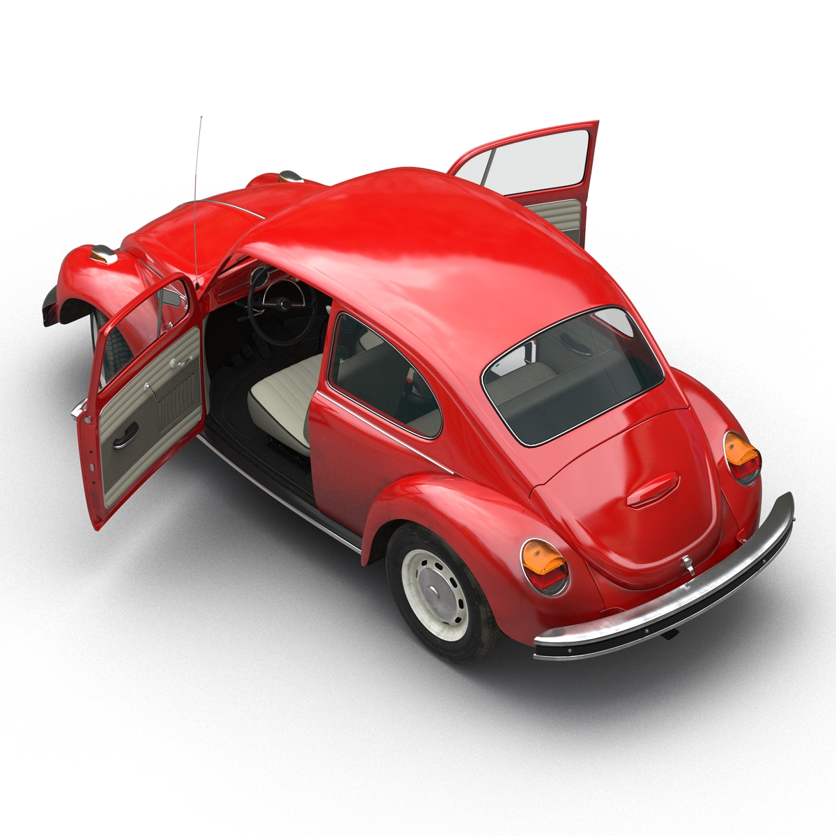 3D Volkswagen Beetle 1966 Rigged Red model