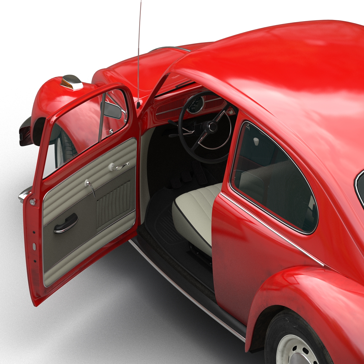 3D Volkswagen Beetle 1966 Rigged Red model