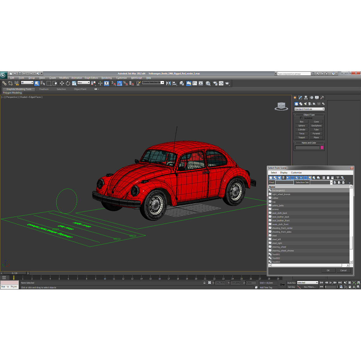 3D Volkswagen Beetle 1966 Rigged Red model