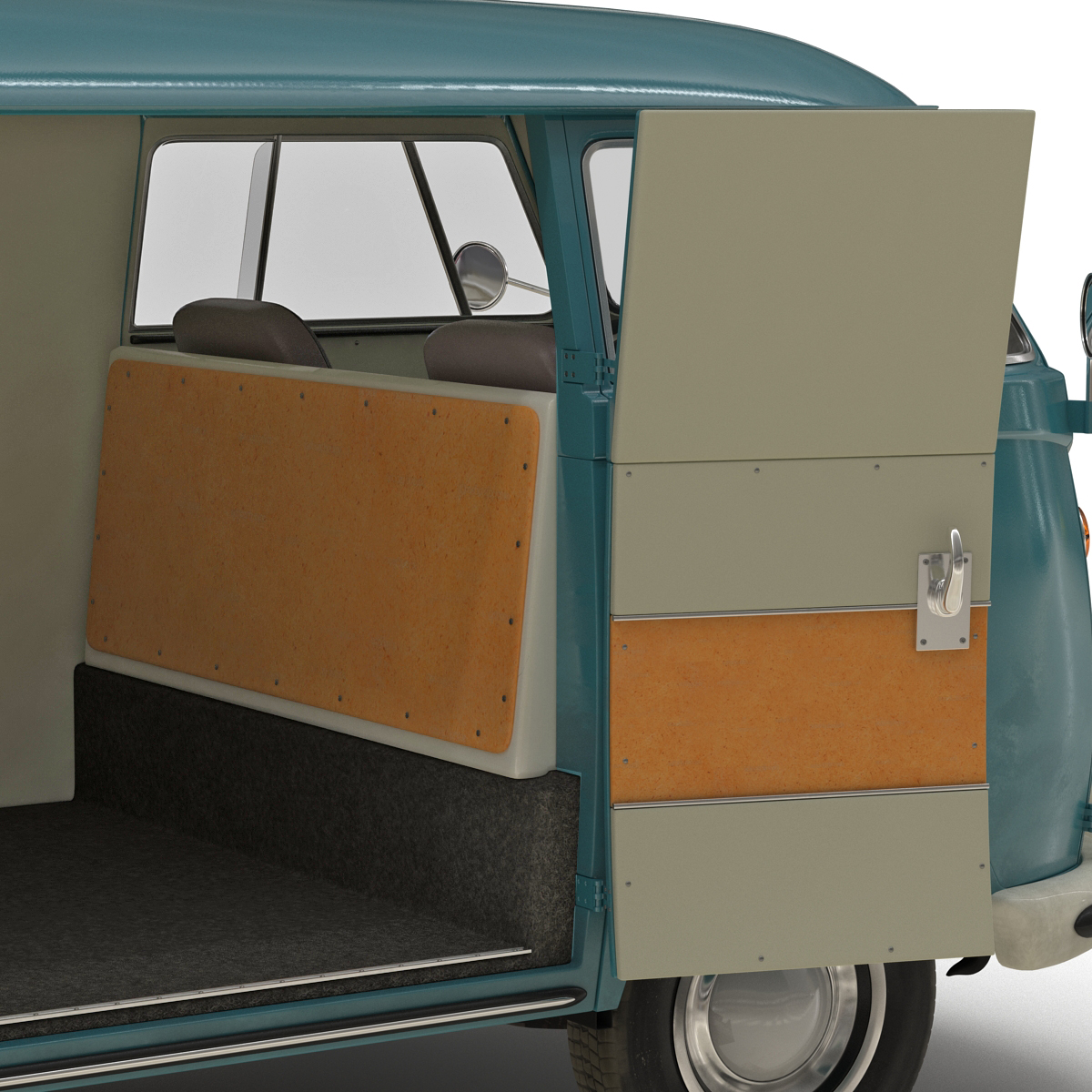Volkswagen Type 2 Panel Van Rigged Blue 3D model