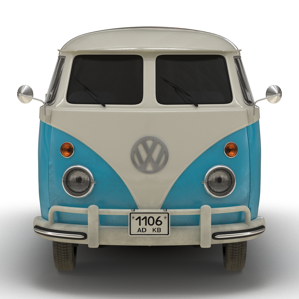 3D Volkswagen Type 2 Panel Van Rigged Blue 2