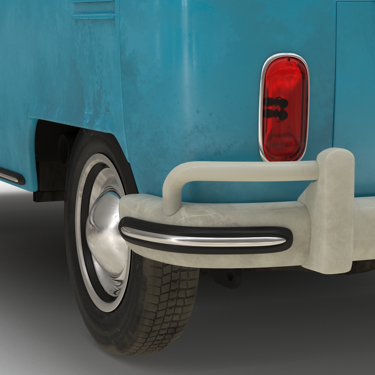 3D Volkswagen Type 2 Panel Van Rigged Blue 2