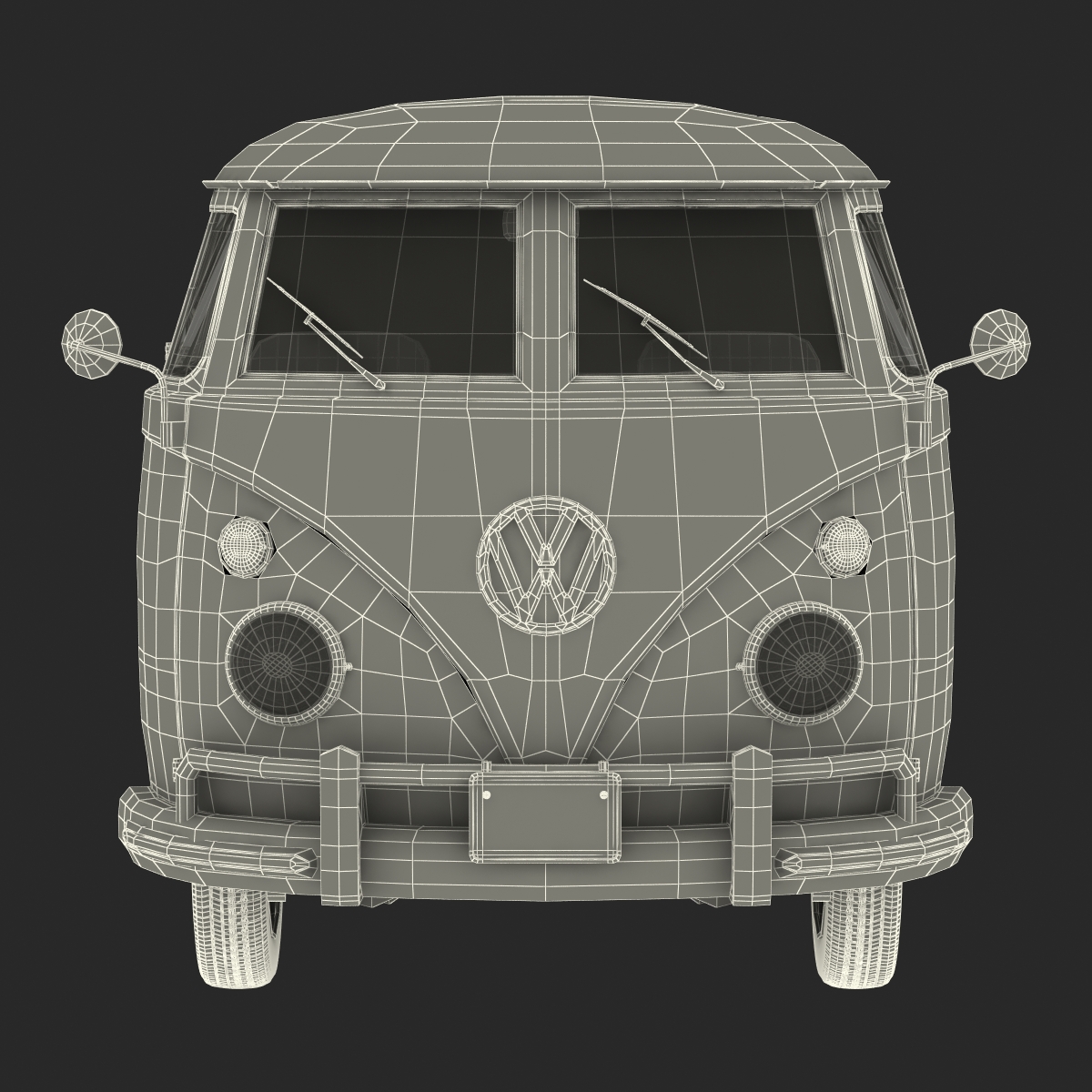 3D Volkswagen Type 2 Panel Van Rigged Blue 2
