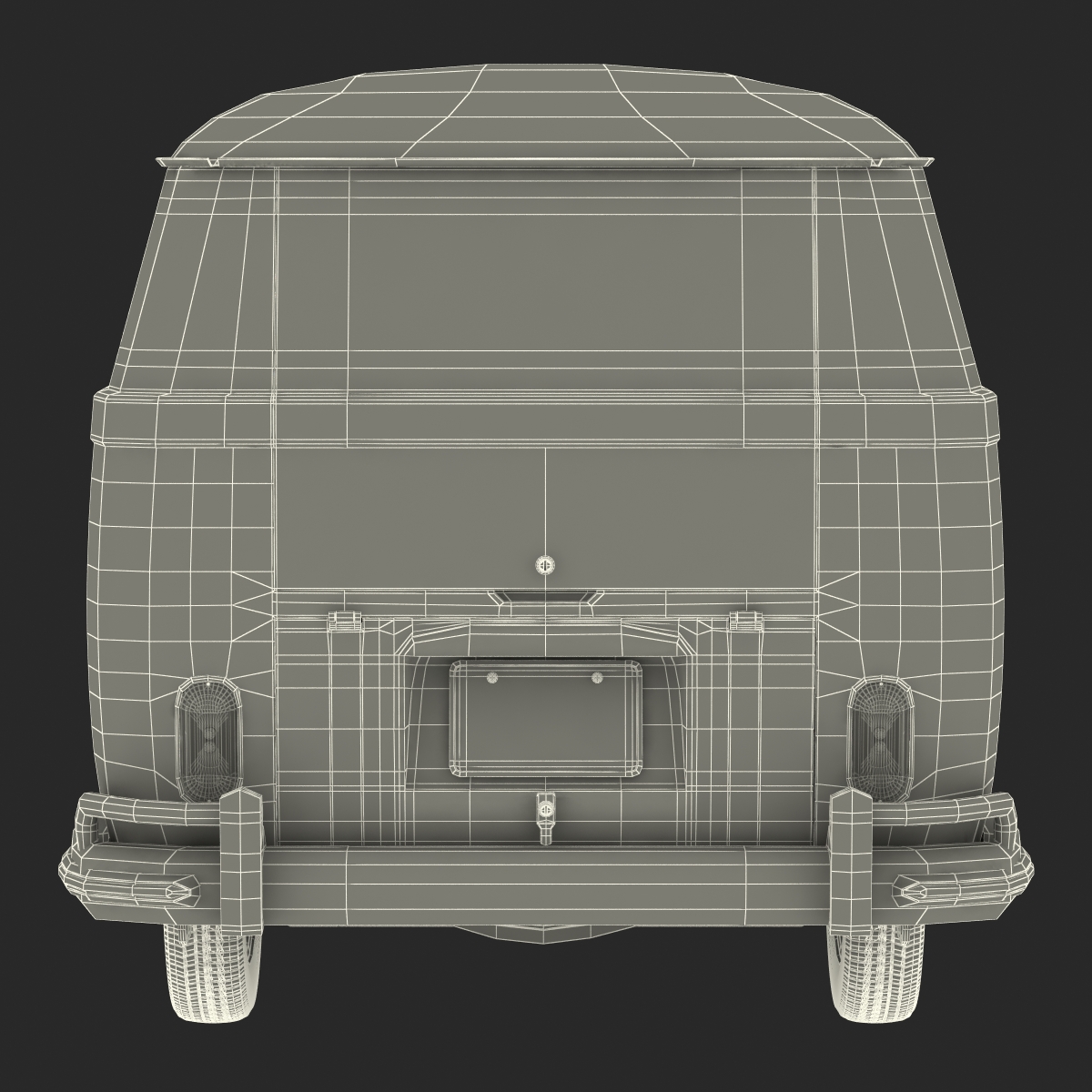 3D Volkswagen Type 2 Panel Van Rigged Blue 2