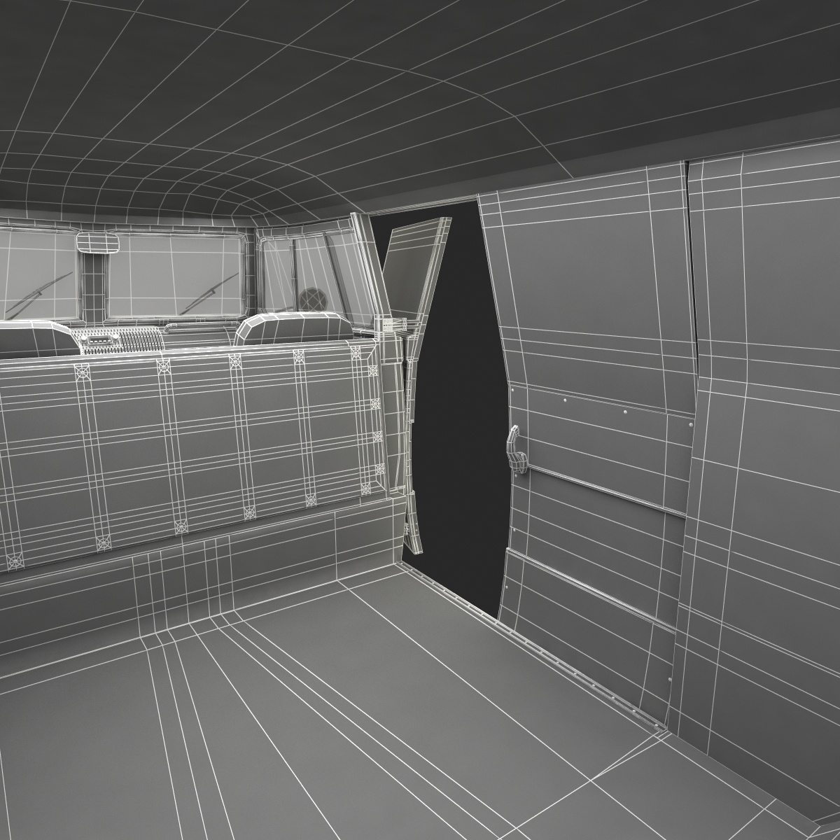 3D Volkswagen Type 2 Panel Van Rigged Blue 2