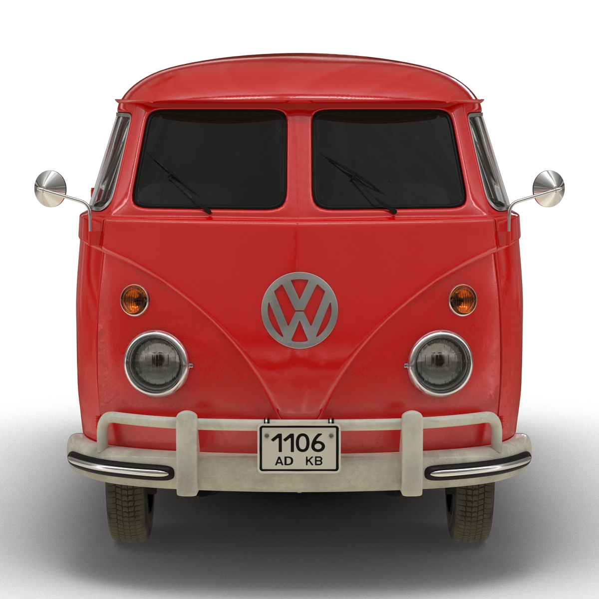 3D Volkswagen Type 2 Panel Van Rigged Red model