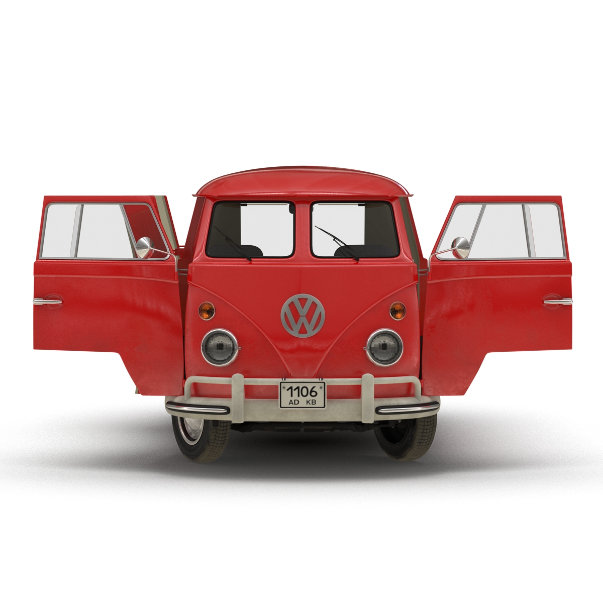 3D Volkswagen Type 2 Panel Van Rigged Red model