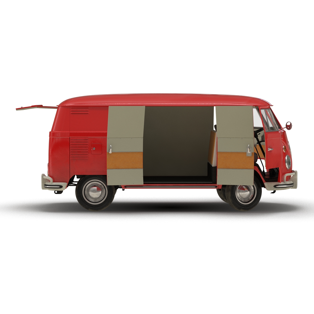 3D Volkswagen Type 2 Panel Van Rigged Red model