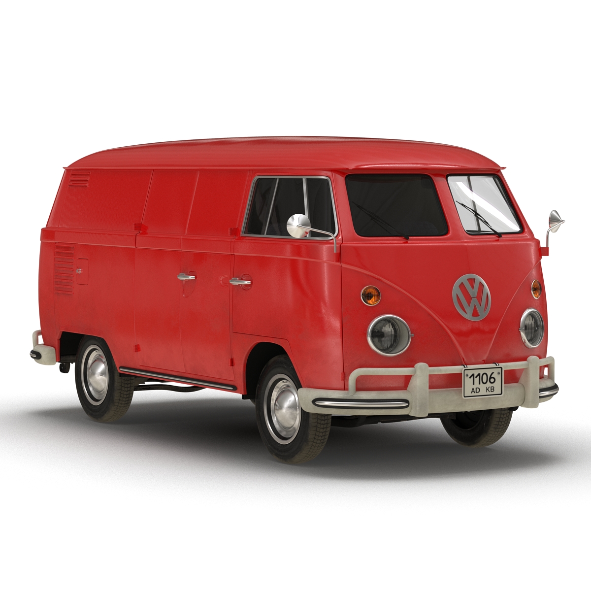 3D Volkswagen Type 2 Panel Van Rigged Red model