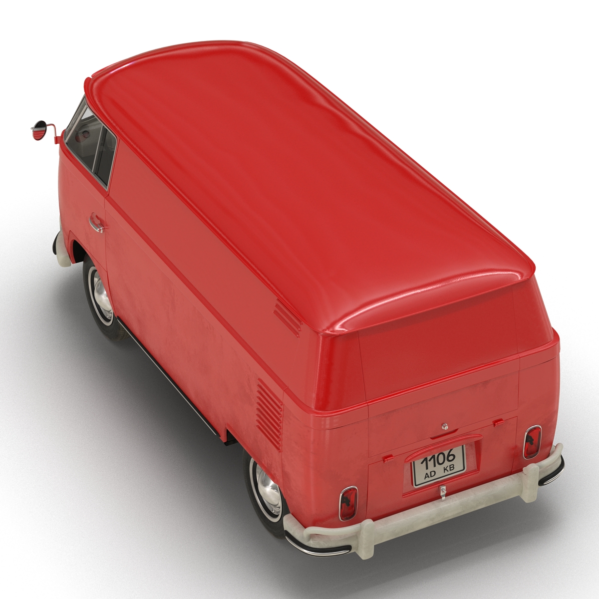 3D Volkswagen Type 2 Panel Van Rigged Red model