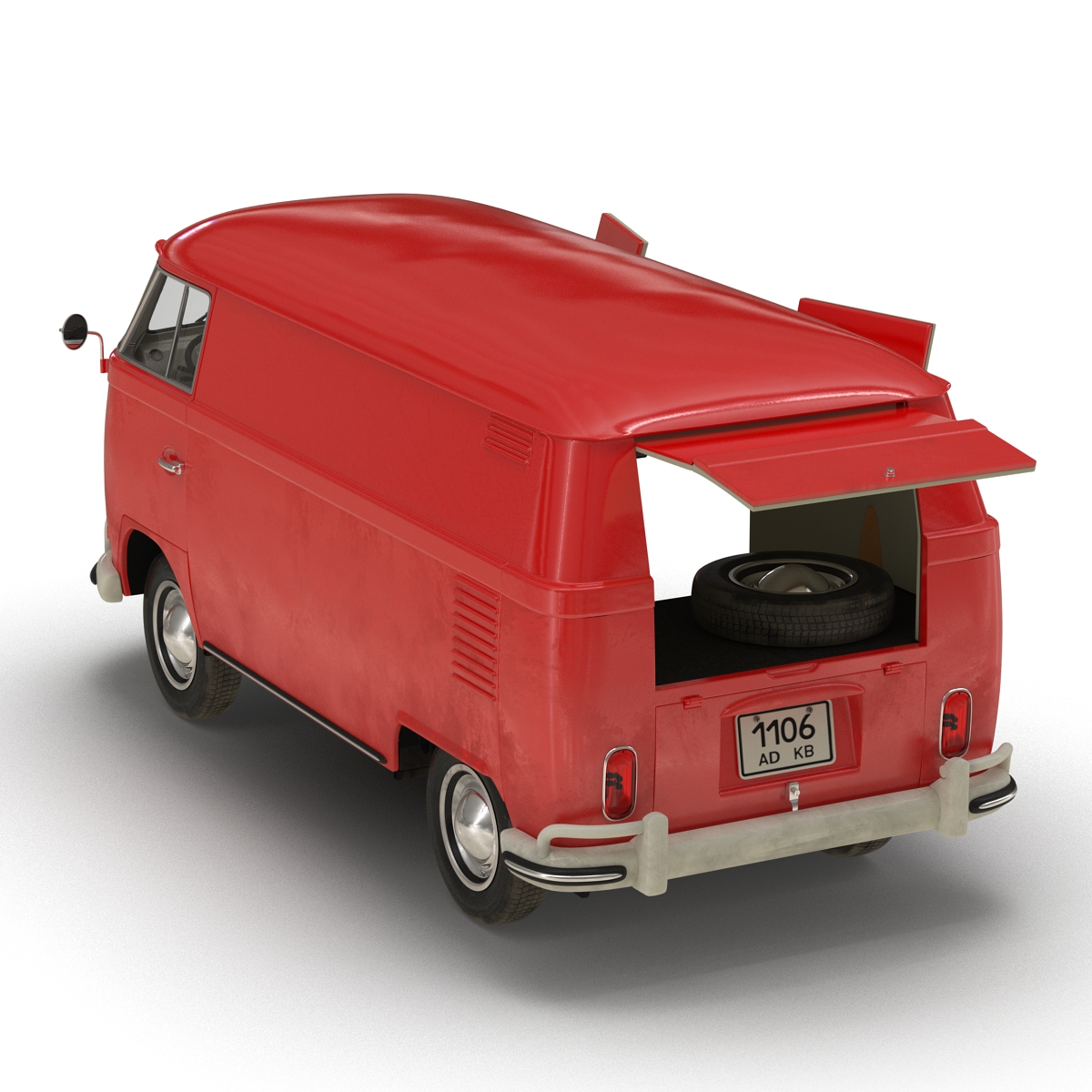 3D Volkswagen Type 2 Panel Van Rigged Red model
