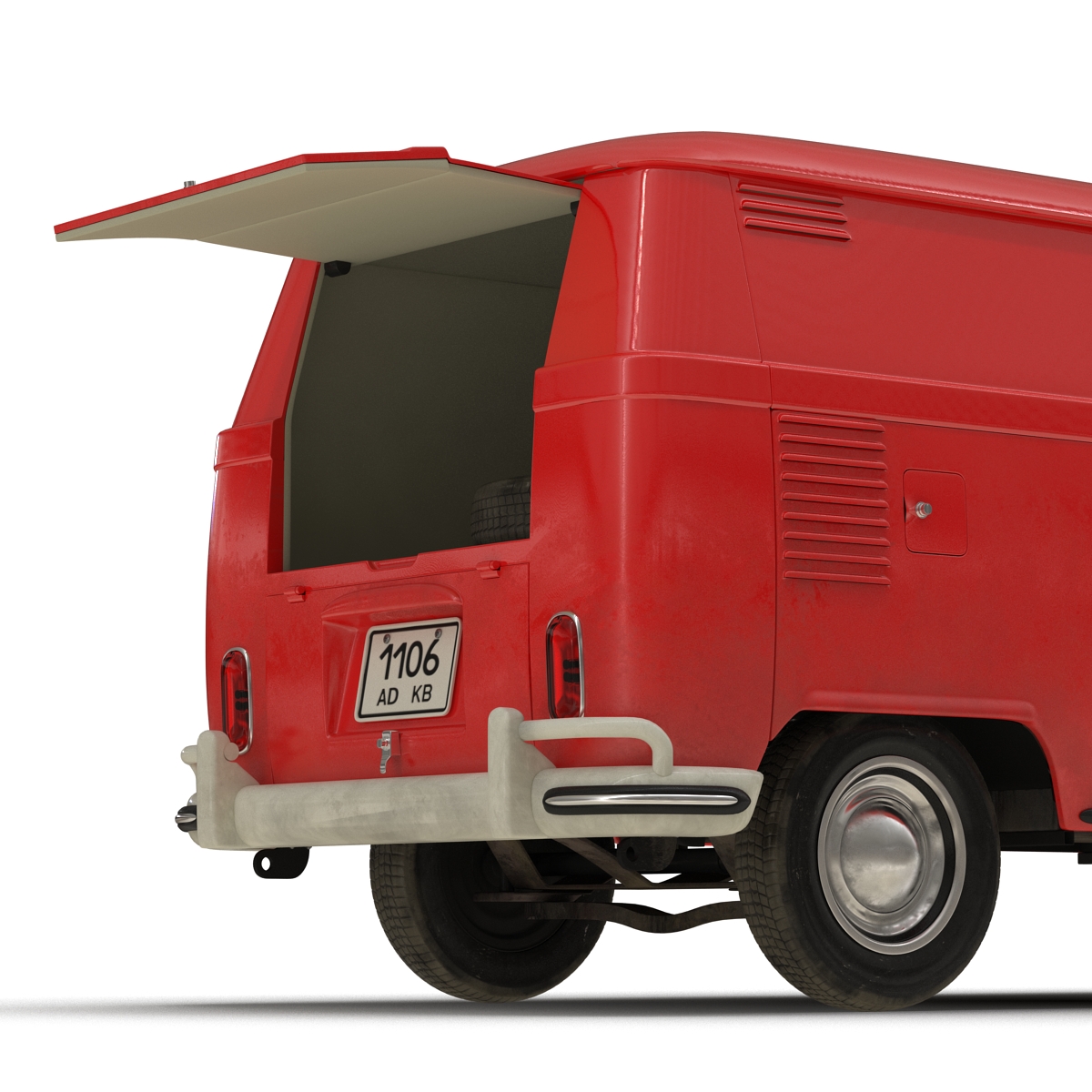 3D Volkswagen Type 2 Panel Van Rigged Red model